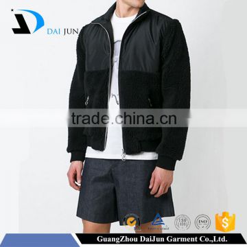 Daijun oem high quality fashion windproof polyester and wools black warmth fleece jacket