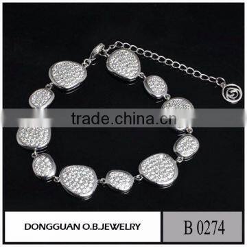 White Gold plated Clear Zircon office lady style USD bracelet