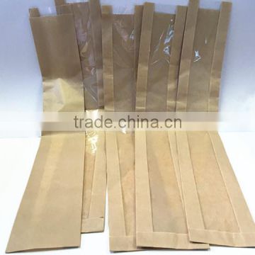 good quality quick delivery kraft paper bags for long bread with clear window