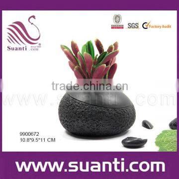 Black Pebble polyresin flower pot