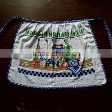 blue check border pigment printing waist apron in roll terry cotton towel