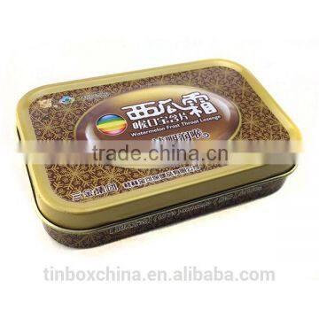 food grade rectangular small hinged decorative candy tin cans