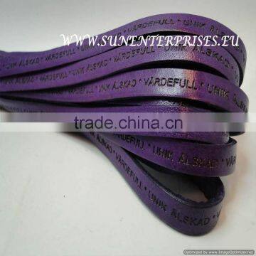 Flat Nappa Leather cords with name -10mm purple