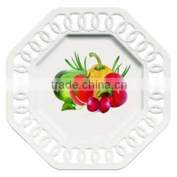 Hot Sale octagon hollow out plastic pp new design plate