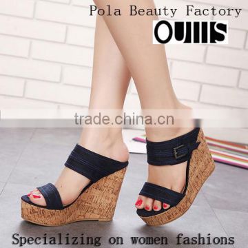 2015 New design popular lady wedges sandals PH3567 MOQ40-60