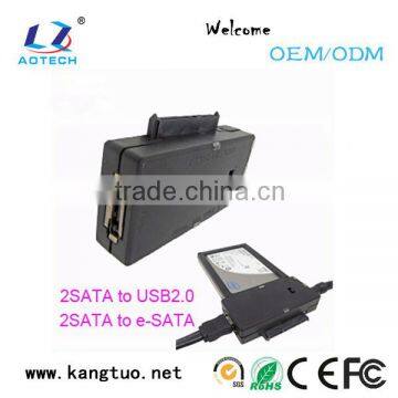 Hot sales 2SATA to USB/e-SATA usb slim sata adapter