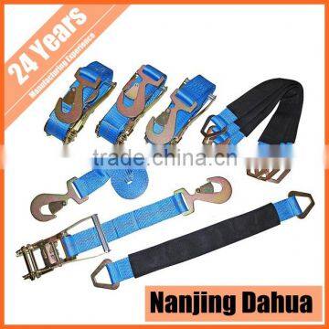 Car Lashing Strap Ratchet Tie Down For Car fix & Transportation double j hook zinc color coated lashing strap for car