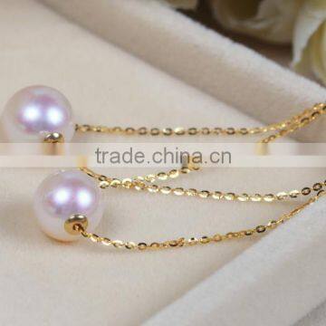 AAA Grade Fashionable Akoya Pearl Pendant 18k Gold Pendant 8-8.5mm Round Pearl Pendant Necklace photo-3
