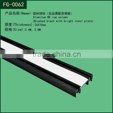 aluminum 8K slotted channel / 20*70mm aluminun 8k row column channel(with black plate)