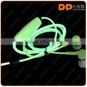 Cheap Colorful LED EL Wire Flash Earphone Color changing earphones with glow and flash