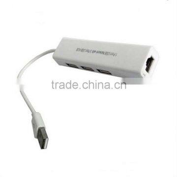USB2.0 to RJ45 Lan Network Adapter 3 Port Ethernet Hub for Mac Win 7 8
