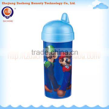 Food Grade Custom 3D Lenticular Printing plastic sports bottle with straw