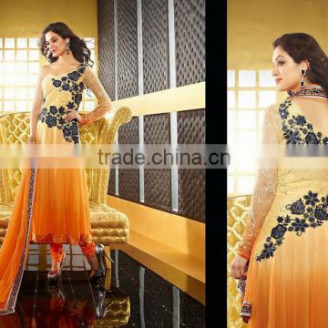 YELLOW AND ORANGE GEORGETTE SAREE