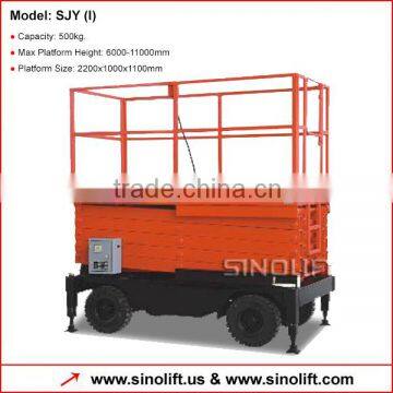 Sinolift SJY(I) Mobile Scissor Lift Platform for Manual Moving and Electric Lifting