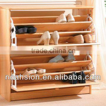 wood grain shoe cabinet with metal