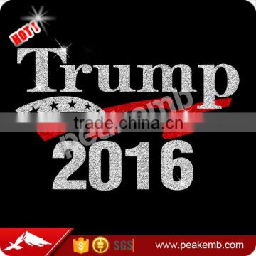 Bling Hotfix Rhinestone Motif Trump Designs for T Shirt Iron on Glitter Transfers Wholesale