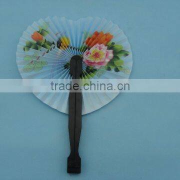 unique design paper folding hand fan with plastic handle