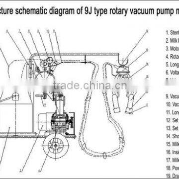 rotary vane vacuum pump trolley milking machine