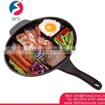 4 Section Round Egg Skillet Divided Master Aluminium Fry Cooking Grill Non Stick Pan