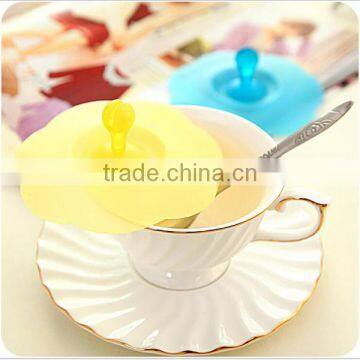 Food grade eco-friendly non-spill decorative silicone cartoon cup covers