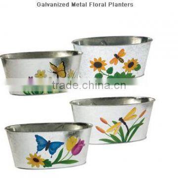 Galvanized Metal Floral Planters