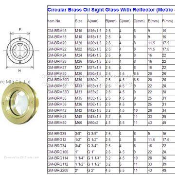 BSP 1/2 ROUND OIL LEVEL SIGHT GLASSES CIRCULAR BRASS SIGHT GLASS photo-2