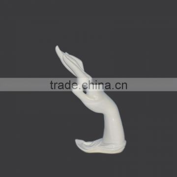 White Glossy Female Hand Mannequin for Finger Rings and jewelry Display