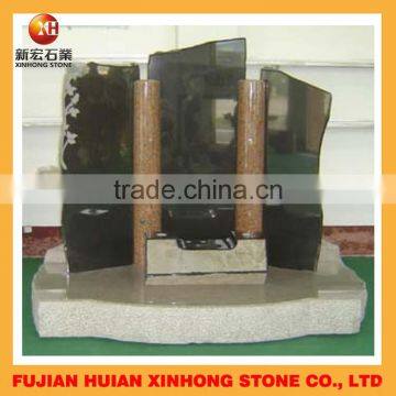 Black high polished marble modern upright headstone