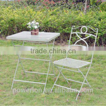 Antique Green Square Table Patio Set Folding Iron Metal Garden Furniture Coffe Bistro Set photo-2