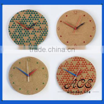 2016 New Design Wooden Printing Pattern Clock for Home Decoration Laser Pattern CNC Design Custom Picture Wall Haning Clock