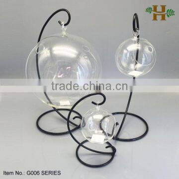 Hebei Factory Clear Glass Candle Holder Hanging Ball