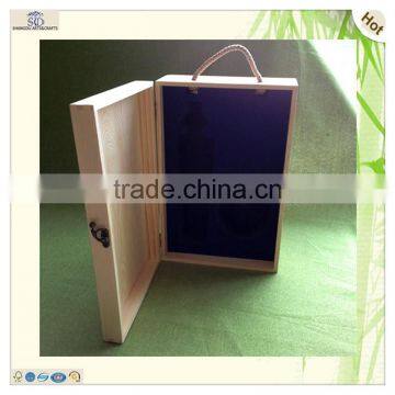Handle Divided Pine Wooden Bottle Red White Wine Box photo-5