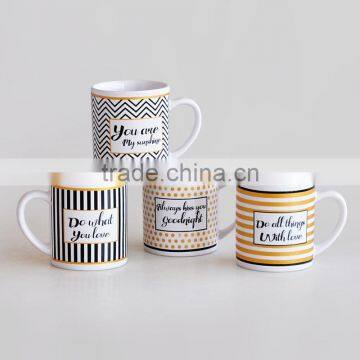 2017 Hot sale stoneware promitional cheap coffee mug with golden design printing