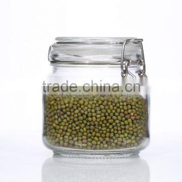 Set 5 Clear Eco-friendly Square Glass Storage Jars With Clip Locking Lid
