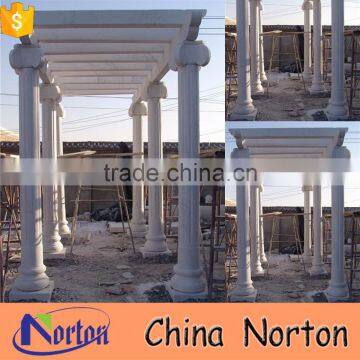 Norton polished rectangular design white hand-carved sandstone gazebo for square decor NTMG-069L