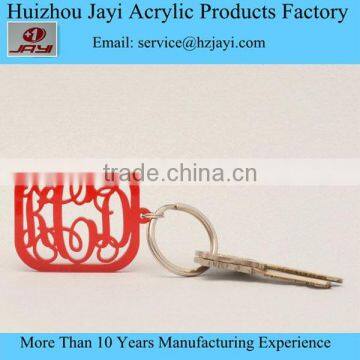 China manufacturer wholesale acrylic lucite printed customized monogram keychain