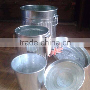 Trash Bin Galvanised Metal Small Dustbin 'set' Rubbish/garbage Can photo-2