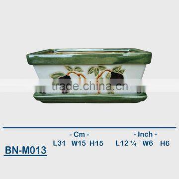Vietnamese Ceramic Hand Carved Bonsai Mini Flower Pot BN-M013