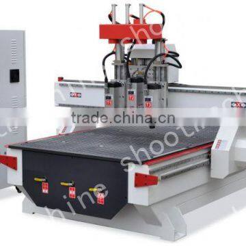 CNC Router Three-head Machine SH1325TS with Travelling area 1260x2500mm and Working area 1240x2480mm and Table size 1300x2500mm