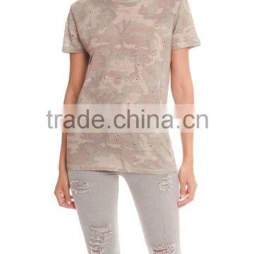 best selling lady sublimation camo t-shirt customized cheap price