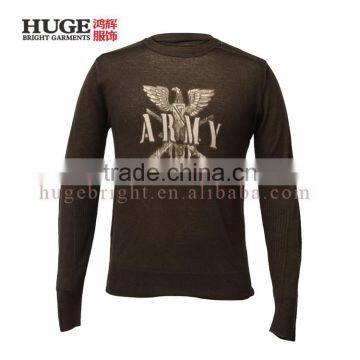 Men Eagle Pattern Intarsia Sweater, Merino Wool Sweater