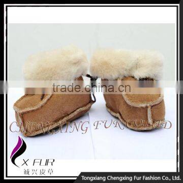 CX-SHOES-05 Wholesale Funny Breathable Genuine Sheep Skin Leather Baby Shoes In Bulk photo-3
