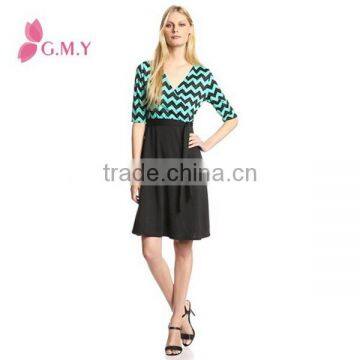 Women's Print Top Skirt Wrap Dress Top Quality Female Business Dress photo-3