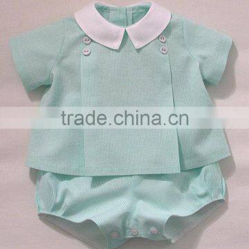Wholesale Kids Short Sleeve Oxford Stripes Spanish Baby Clothes Sets