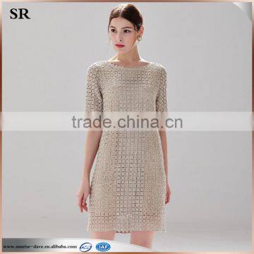 Western Style Crochet Cotton Lurex Ladies Casual Dress photo-3