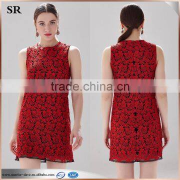 new crochet ladies red fashion short casual dress