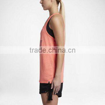 MGOO Hot Sale Girls Sleeveless Women Fashion Dri Fit Tank Top Low Neck Sport T Shirt photo-4
