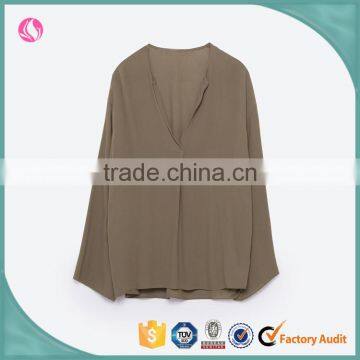 CUSTOM Wholesale woman shirt simple brown lady blouse designs