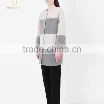 Classic Crew Neck Cashmere Overcoat Womens Winter Coat Wool photo-4
