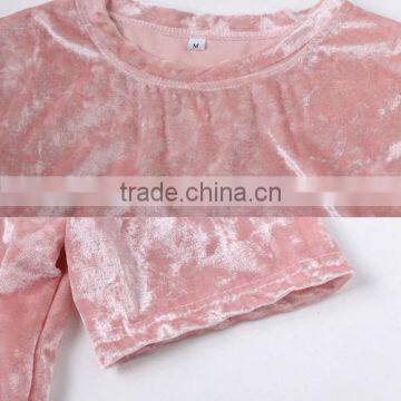 Pleuche One-piece Street Autumn Dresses Ladies Pink Dress photo-3